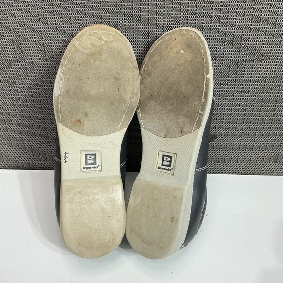 Brunswick Mens Bowling Shoes Size 10.5 Black With White Stitching - Picture 5 of 7